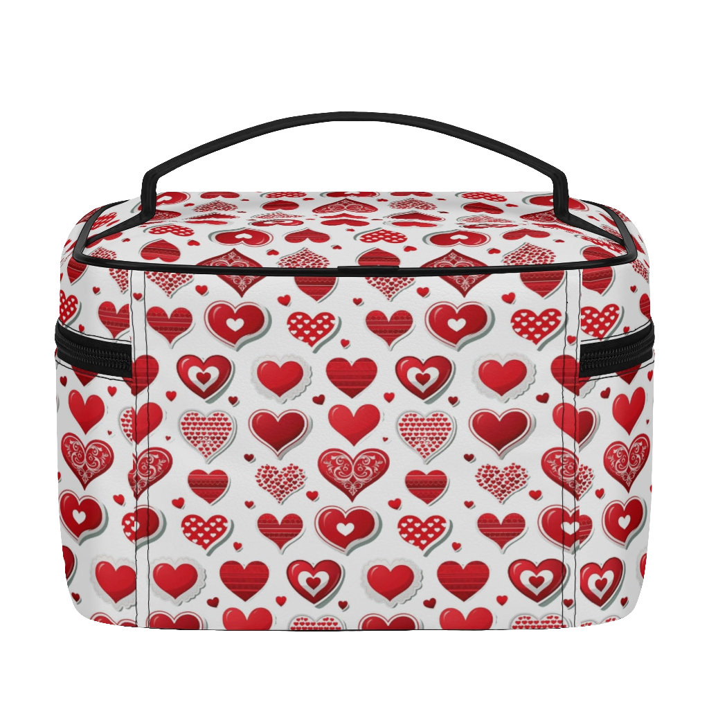 Leather Cosmetic Bag - Hearts