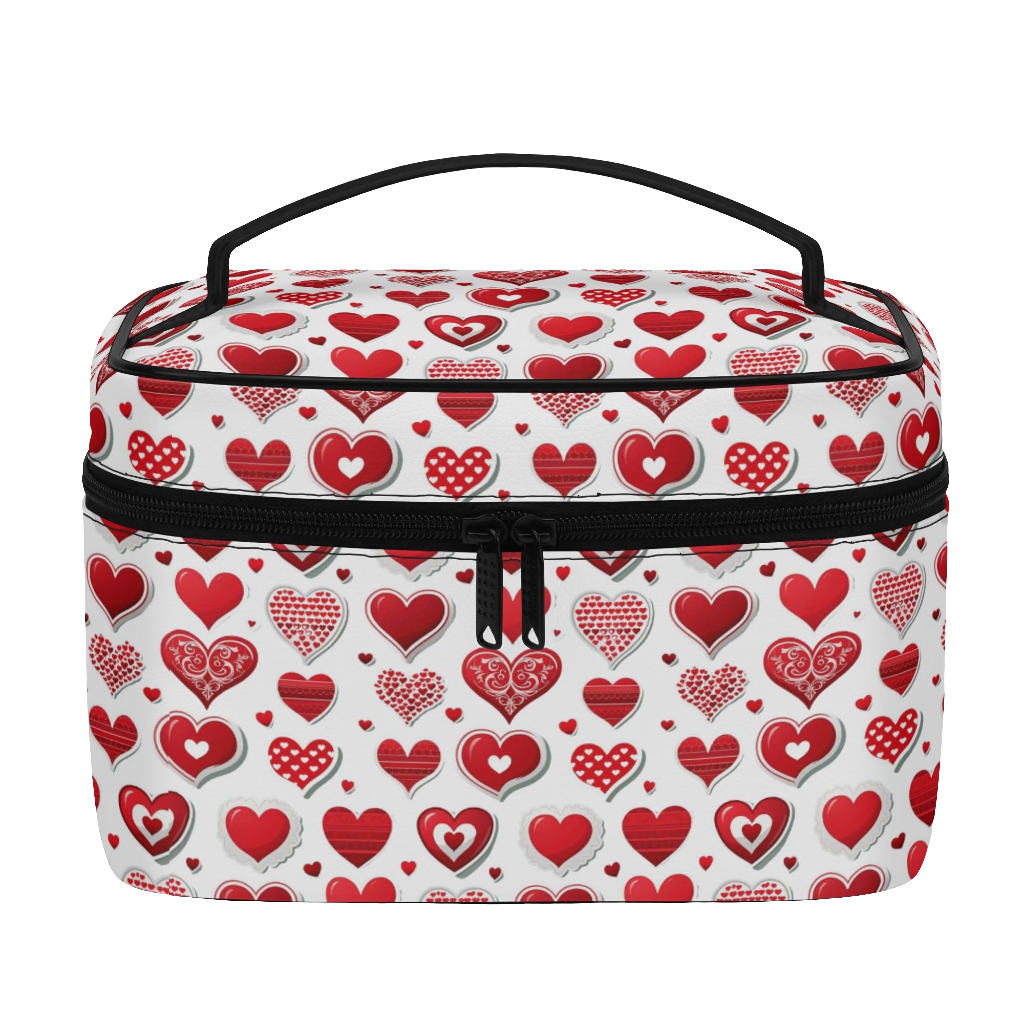 Leather Cosmetic Bag - Hearts