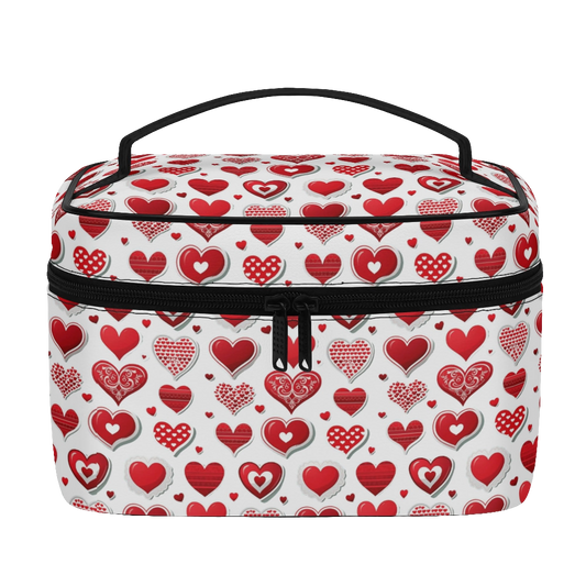 Leather Cosmetic Bag - Hearts